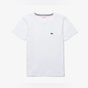 Lacoste Kids Crew Neck Cotton Jersey T-Shirt in White with Green Logo - 8